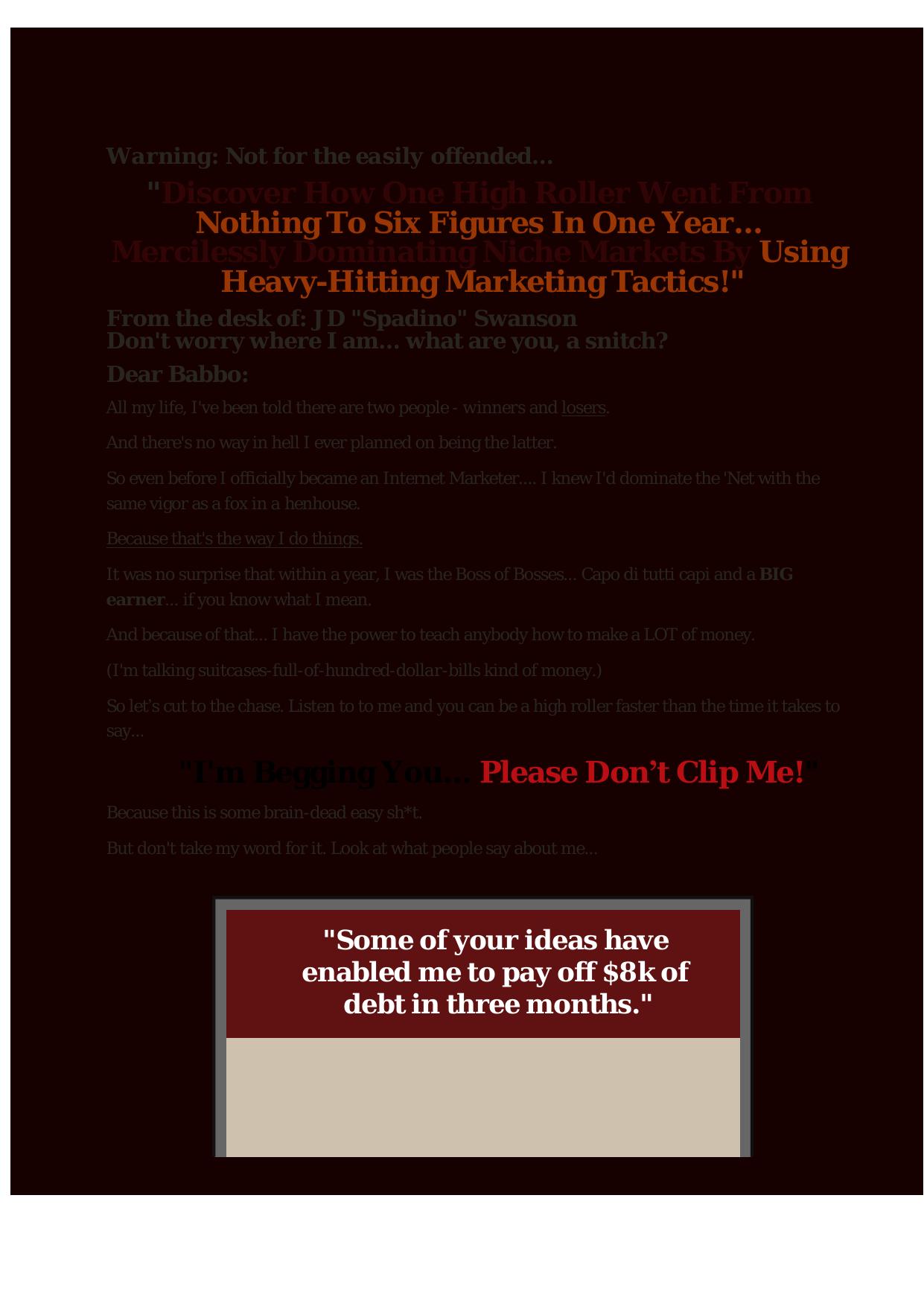 Mafioso Marketing - Heavy Hitting Marketing Techniques. by Best of Kuszter's Collection