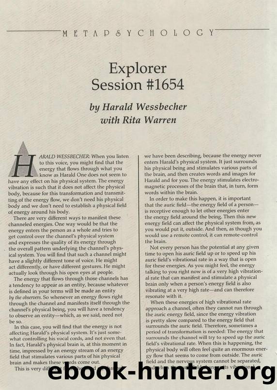 Magazine Article (Metapsychology) Explorer Session 1654 by Harold Wessbecher & Rita Warren