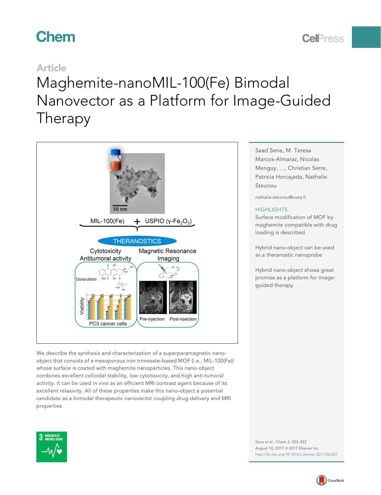 Maghemite-nanoMIL-100(Fe) Bimodal Nanovector as a Platform for Image-Guided Therapy by unknow
