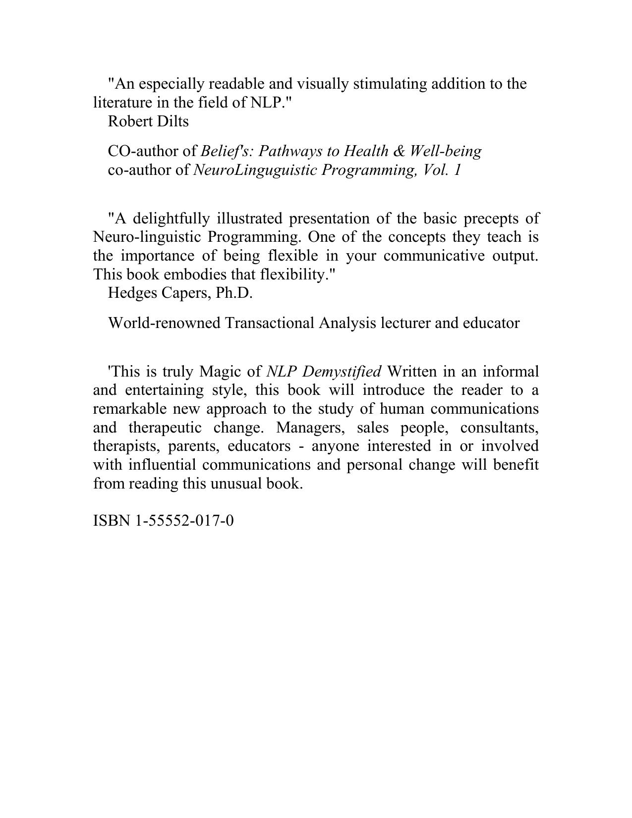 Magic Of NLP Demystified by A Pragmatic Guide To Communication & Change