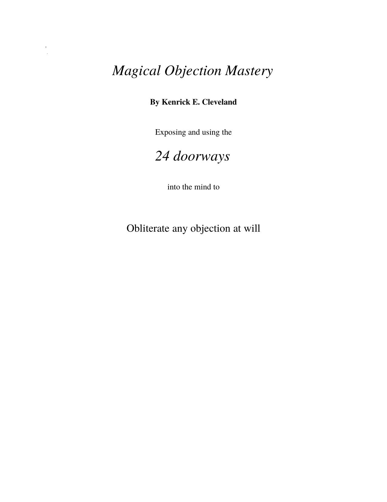 Magical Objection Mastery manual by Kenrick Cleveland