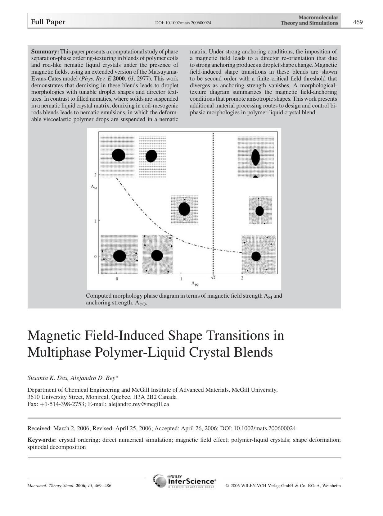 Magnetic Field-Induced Shape Transitions in Multiphase Polymer-Liquid Crystal Blends by Unknown