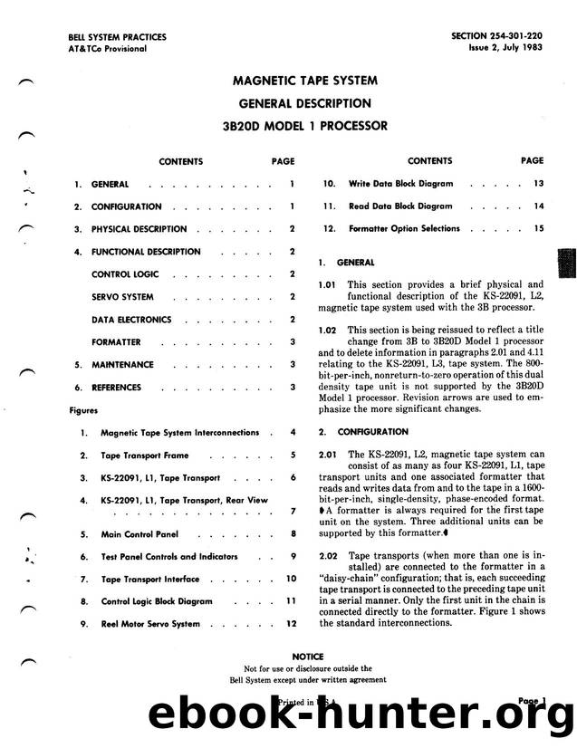 Magnetic Tape System General Description 3B20D Model 1 Processor by AT&&T |