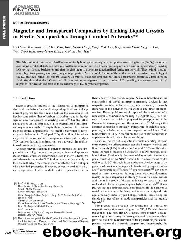 Magnetic and Transparent Composites by Linking Liquid Crystals to Ferrite Nanoparticles through Covalent Networks by Unknown