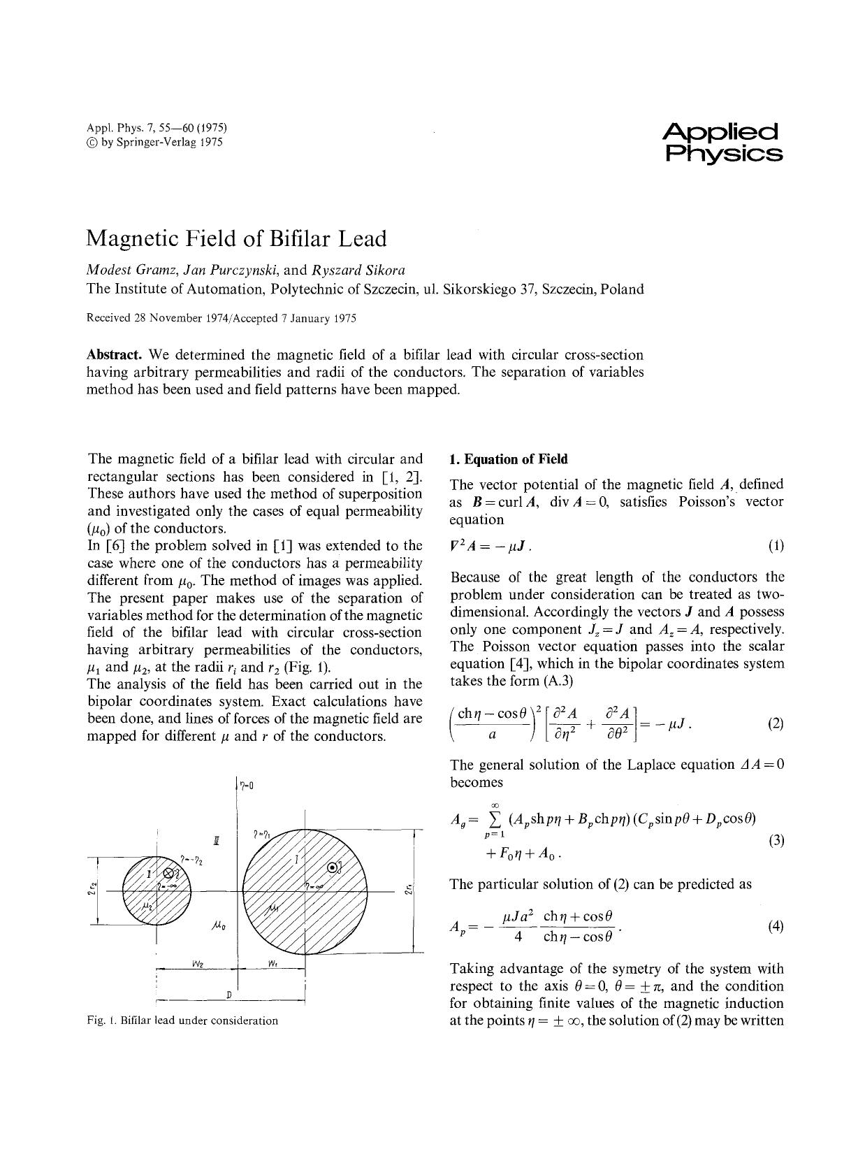 Magnetic field of bifilar lead by Unknown