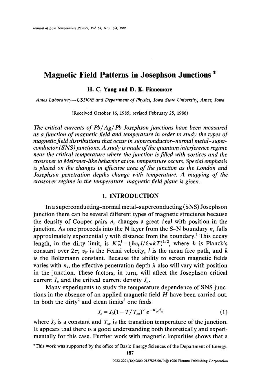 Magnetic field patterns in Josephson junctions by Unknown