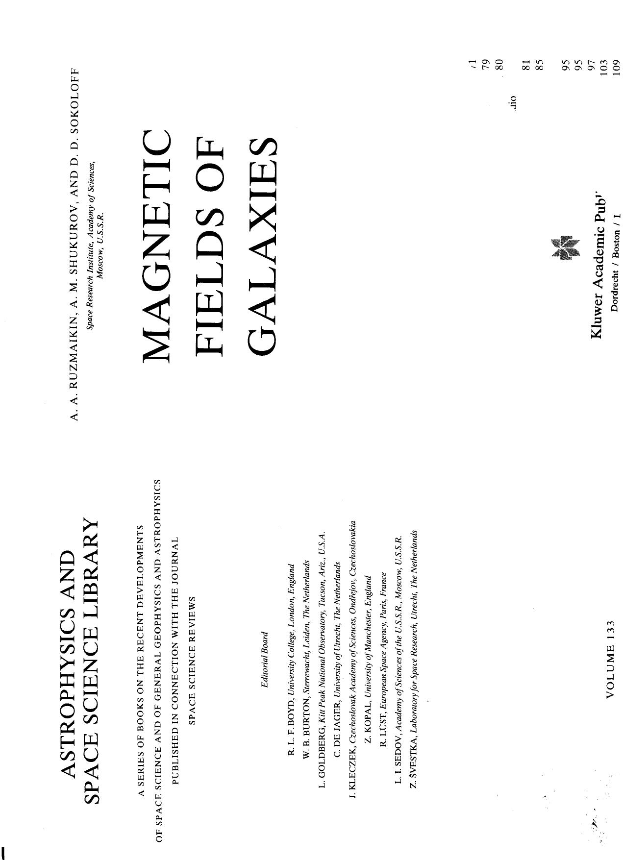 Magnetic fields of galaxies by A.A. Ruzmaikin D.D. Sokoloff A.M. Shukurov