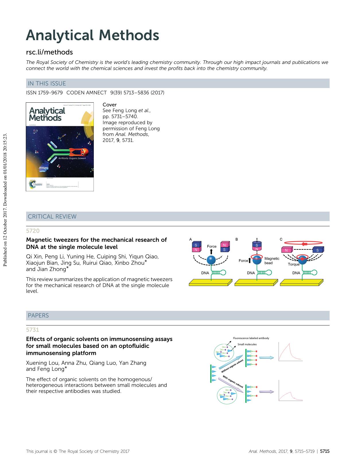 Magnetic tweezers for the mechanical research of DNA at the single molecule level by Unknown