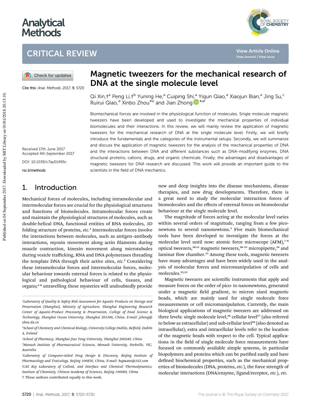 Magnetic tweezers for the mechanical research of DNA at the single molecule level by unknow