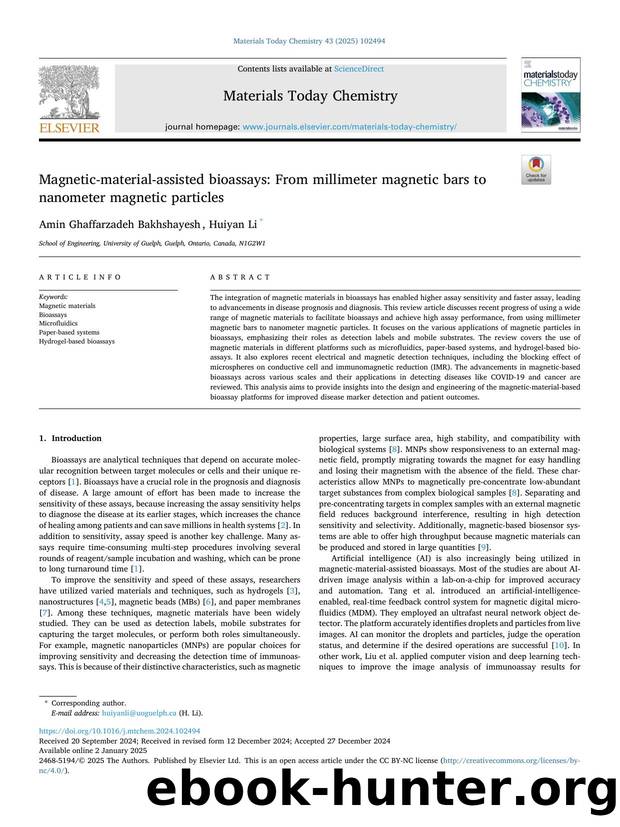 Magnetic-material-assisted bioassays: From millimeter magnetic bars to nanometer magnetic particles by Amin Ghaffarzadeh Bakhshayesh & Huiyan Li