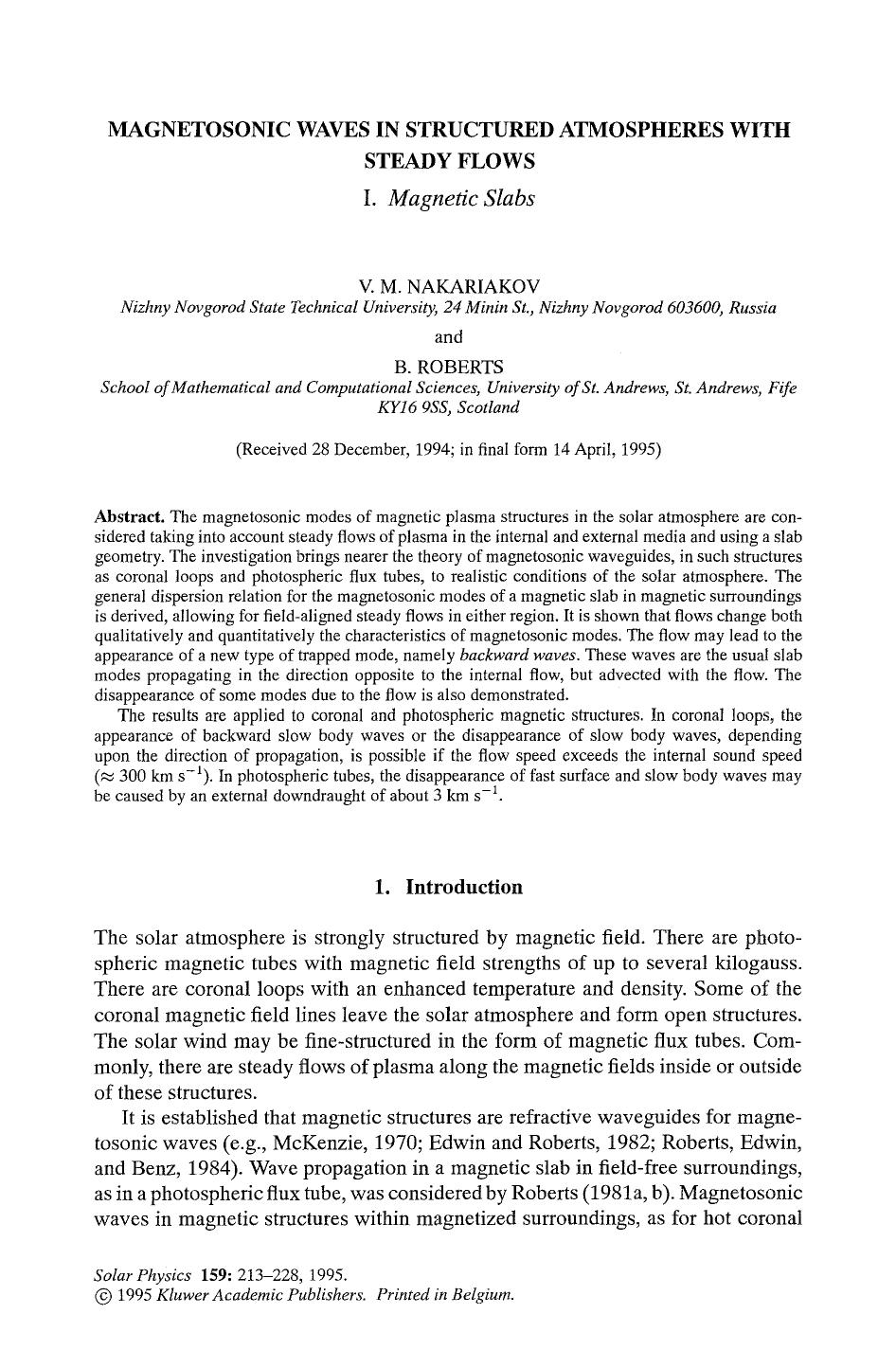 Magnetosonic waves in structured atmospheres with steady flows by Unknown