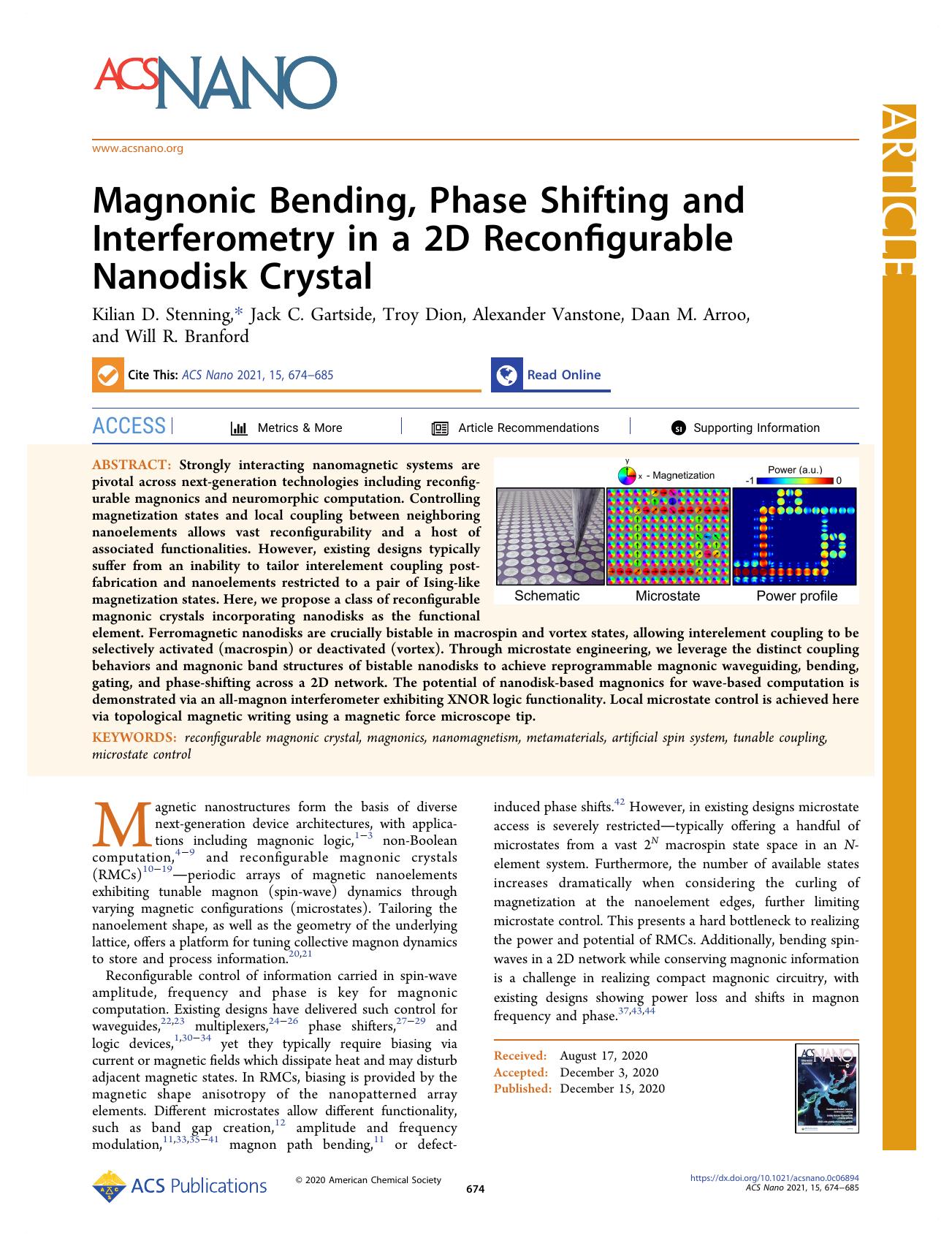Magnonic Bending, Phase Shifting and Interferometry in a 2D Reconfigurable Nanodisk Crystal by unknow