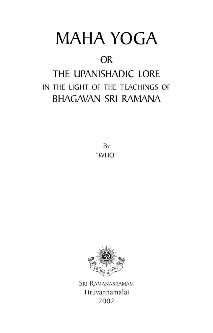 Maha Yoga by K. Lakshmana Sarma