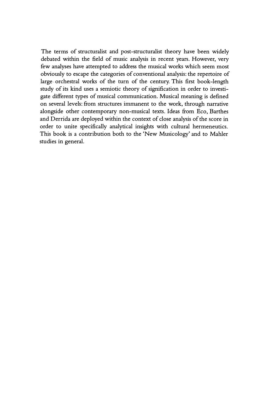 Mahler's Sixth Symphony: A Study in Musical Semiotics by Robert Samuels