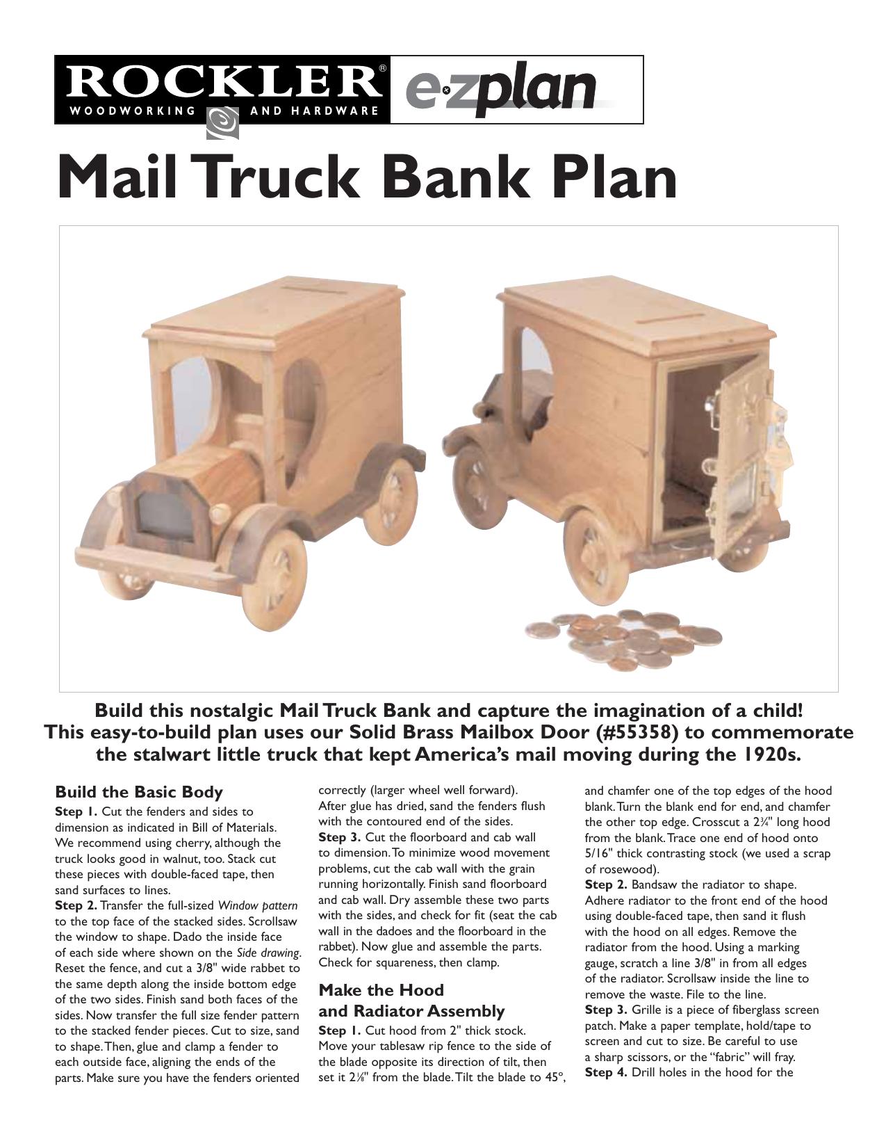 Mail Truck Bank (Page 1) by mail-truck-bank-plan