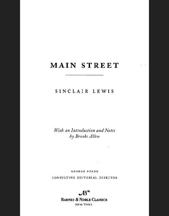 Main Street (Barnes & Noble Classics Series) by Sinclair Lewis
