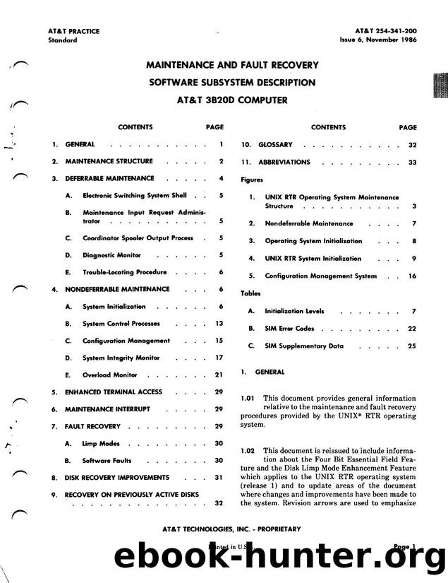Maintenance and Fault Recovery Software Subsystem Description AT&T 3B20D Computer by AT&&T |