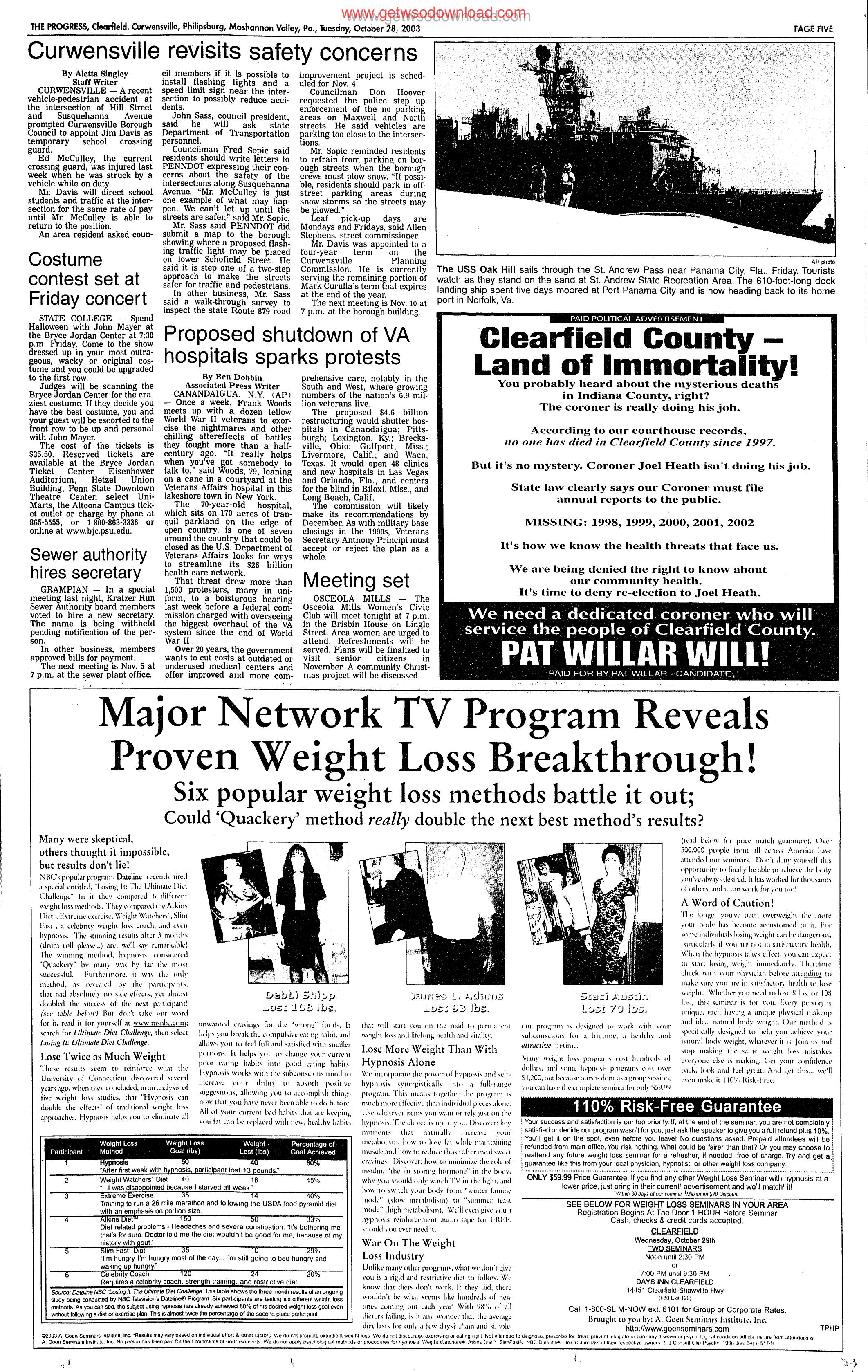 Major Network TV Program Reveals Proven Weight Loss Breakthrough by Copyright 2009 Heritage Microfilm Inc. & Newspaperarchive.com