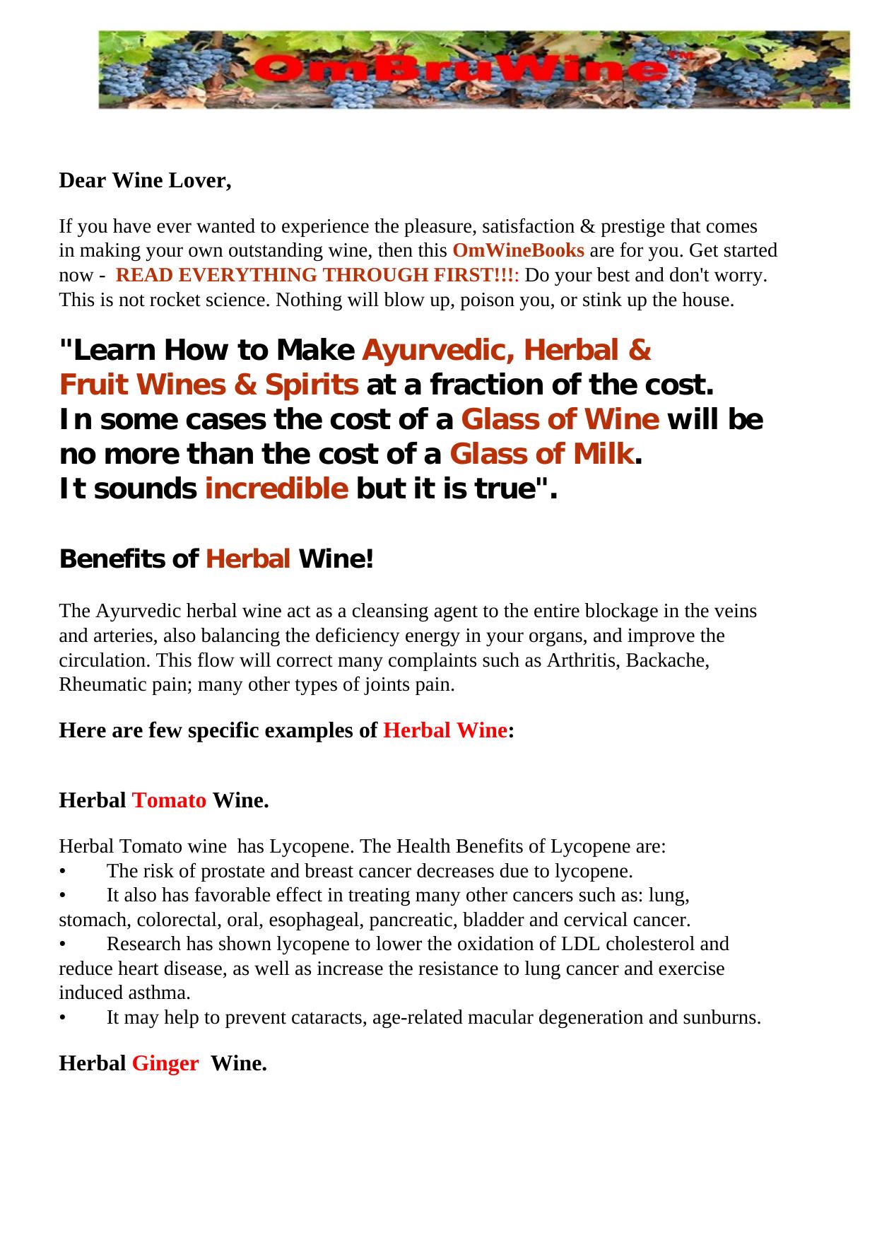 Make Inexpensive Herbal, Ayurvedic & Fruit Wine For Health & Fitness. by Best of Kuszter's Collection