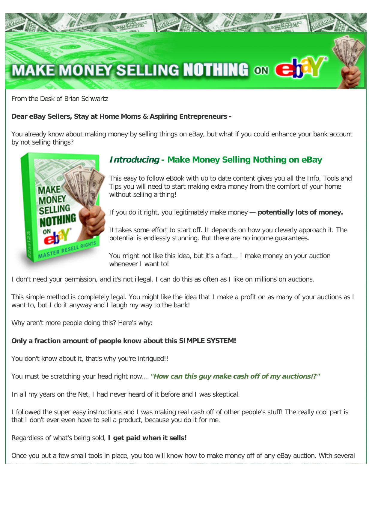 Make Money Selling Nothing On eBay(R). by Best of Kuszter's Collection
