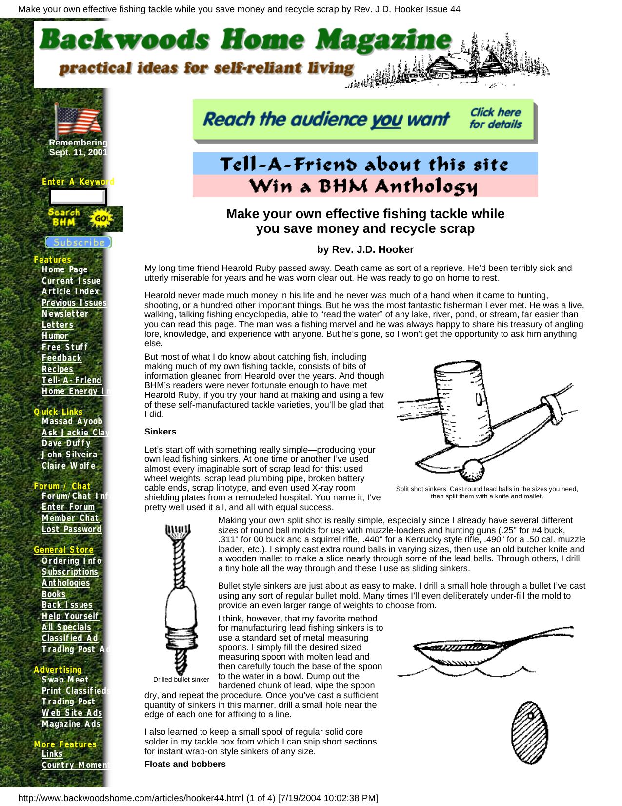 Make your own effective fishing tackle while you save money and recycle scrap by Rev. J.D. Hooker Issue 44 by Unknown