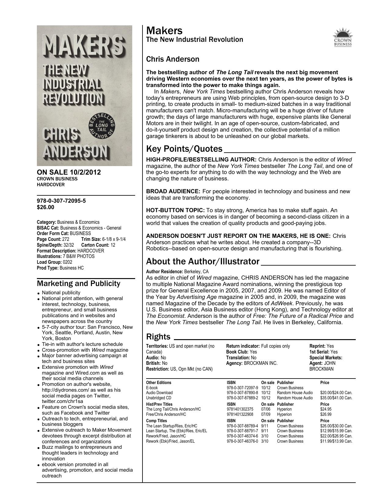 Makers: The New Industrial Revolution by Chris Anderson