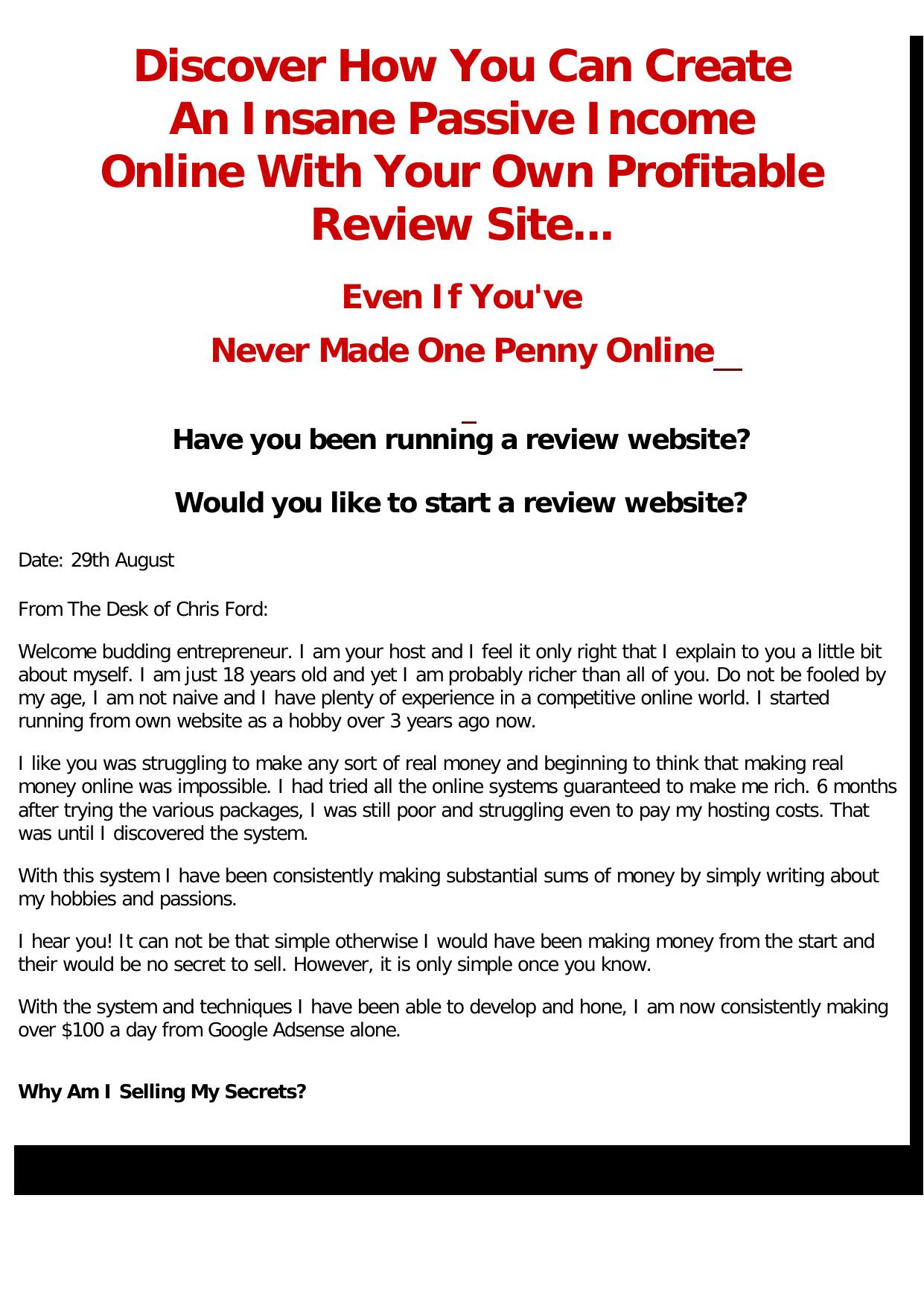 Making A Profitable Review Site- The System. by Best of Kuszter's Collection