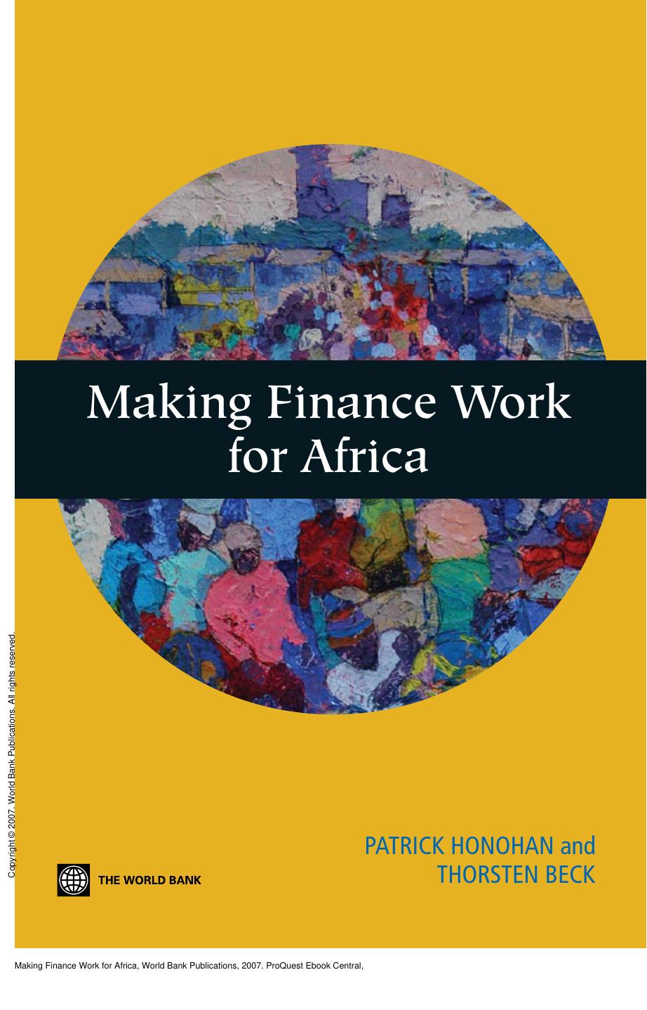 Making Finance Work for Africa by Patrick Honohan; Thorsten Beck