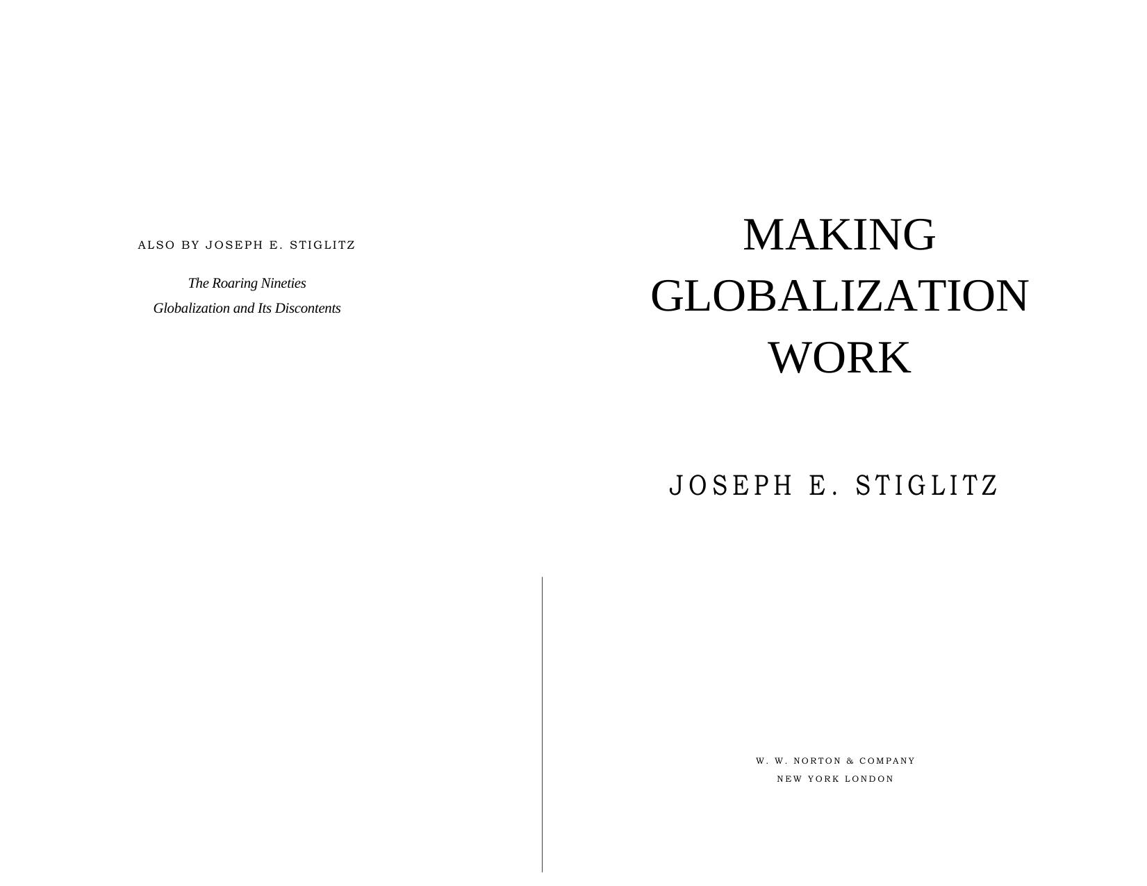 Making Globalization Work by Joseph E. Stiglitz