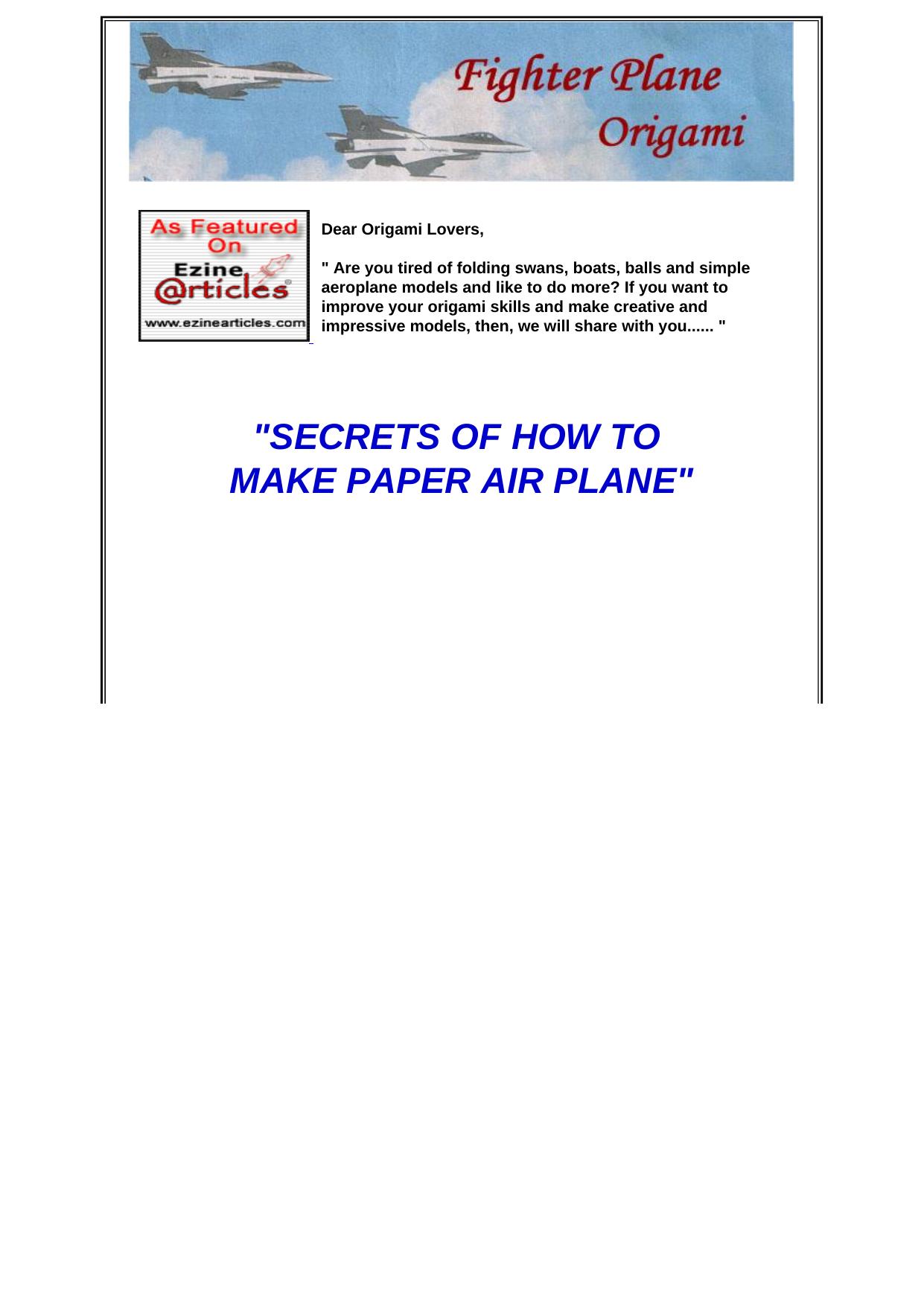 Making Origami Paper Fighter Planes That Look Like The Real Deal. by Best of Kuszter's Collection