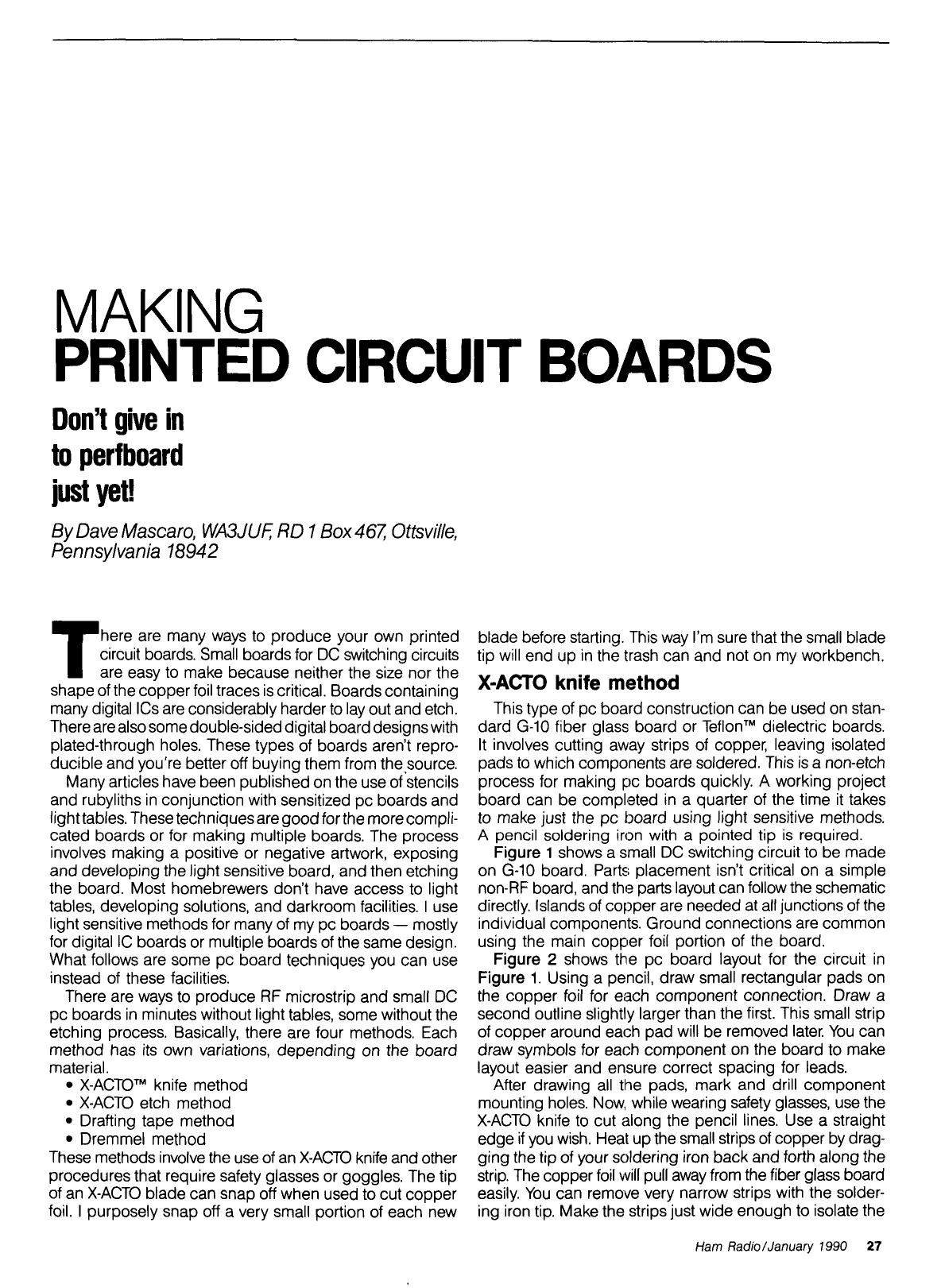 Making Printed Circuit Boards by WA3JUF