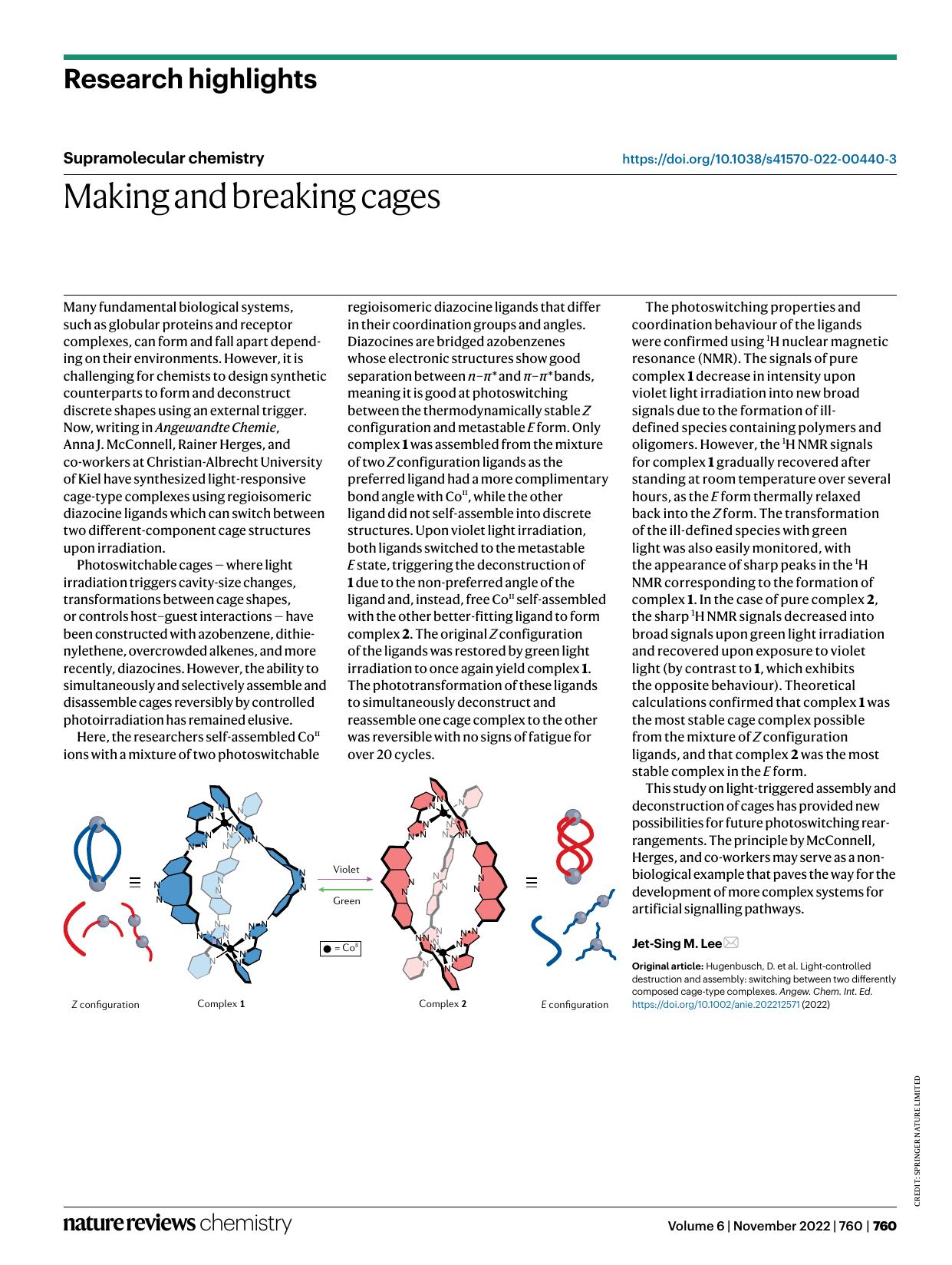 Making and breaking cages by Jet-Sing M. Lee