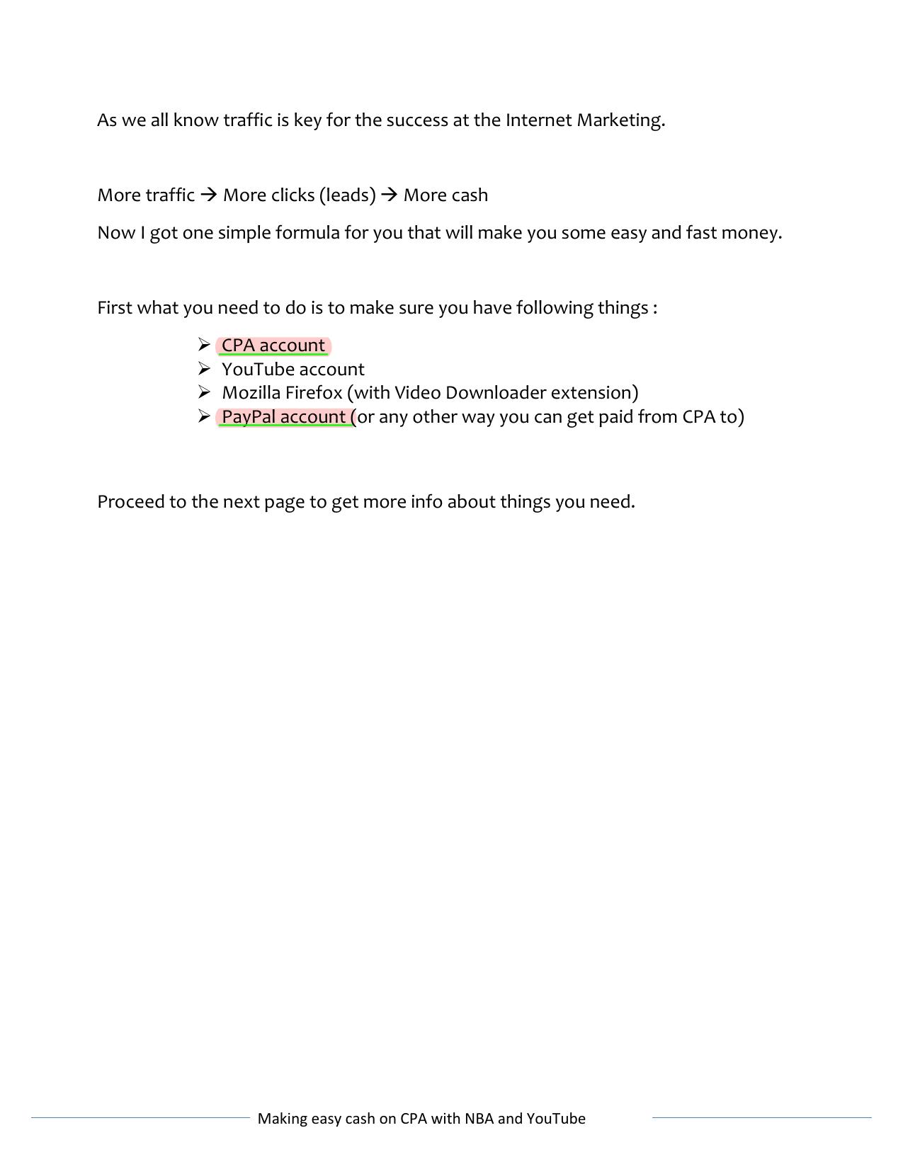 Making easy cash on CPA with NBA and YouTube by Test