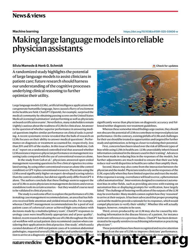 Making large language models into reliable physician assistants by Sílvia Mamede & Henk G. Schmidt