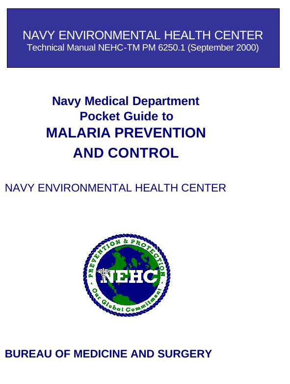 Malaria Prevention and Control - Pocket Guide by Navy Environmental Health Center