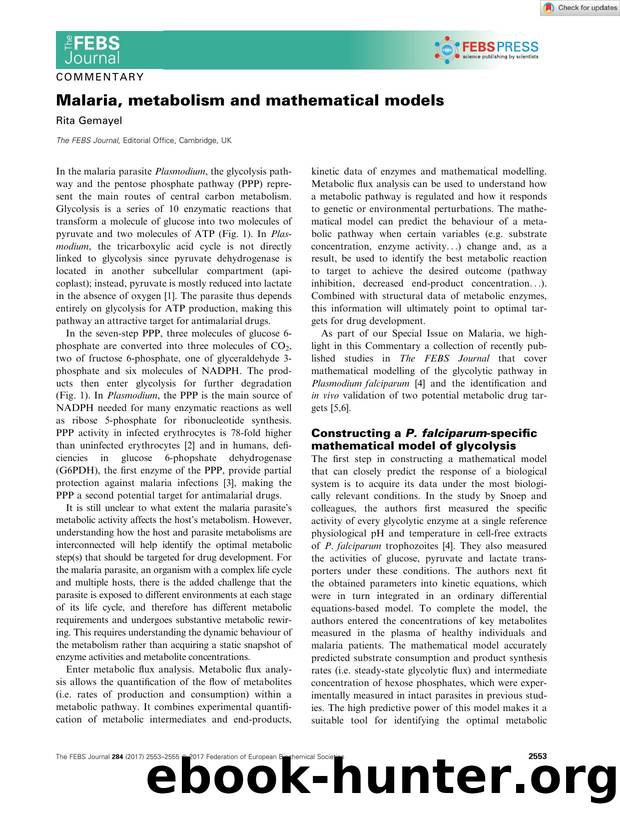 Malaria, metabolism and mathematical models by Unknown