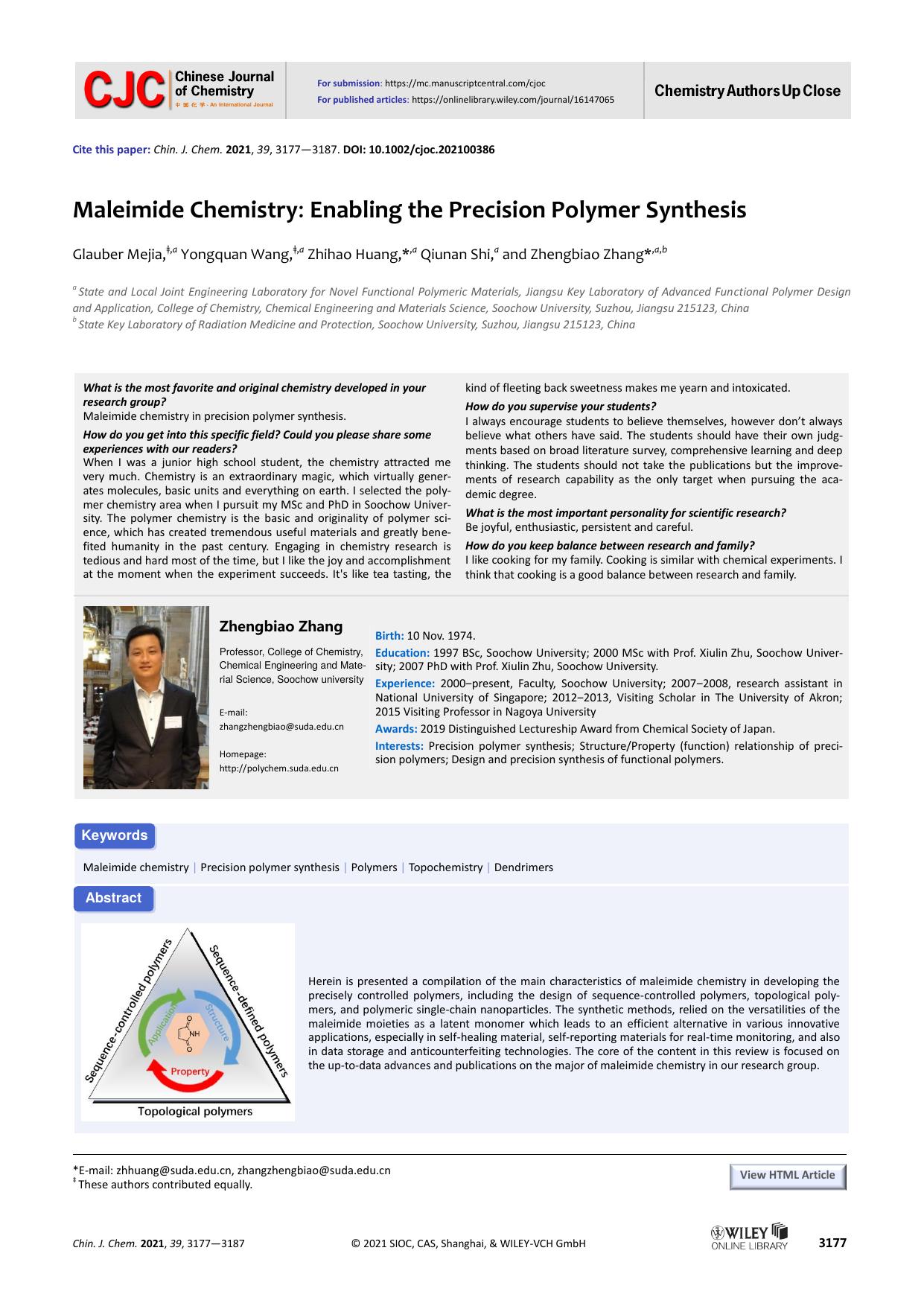 Maleimide Chemistry Enabling the Precision Polymer Synthesis by USER