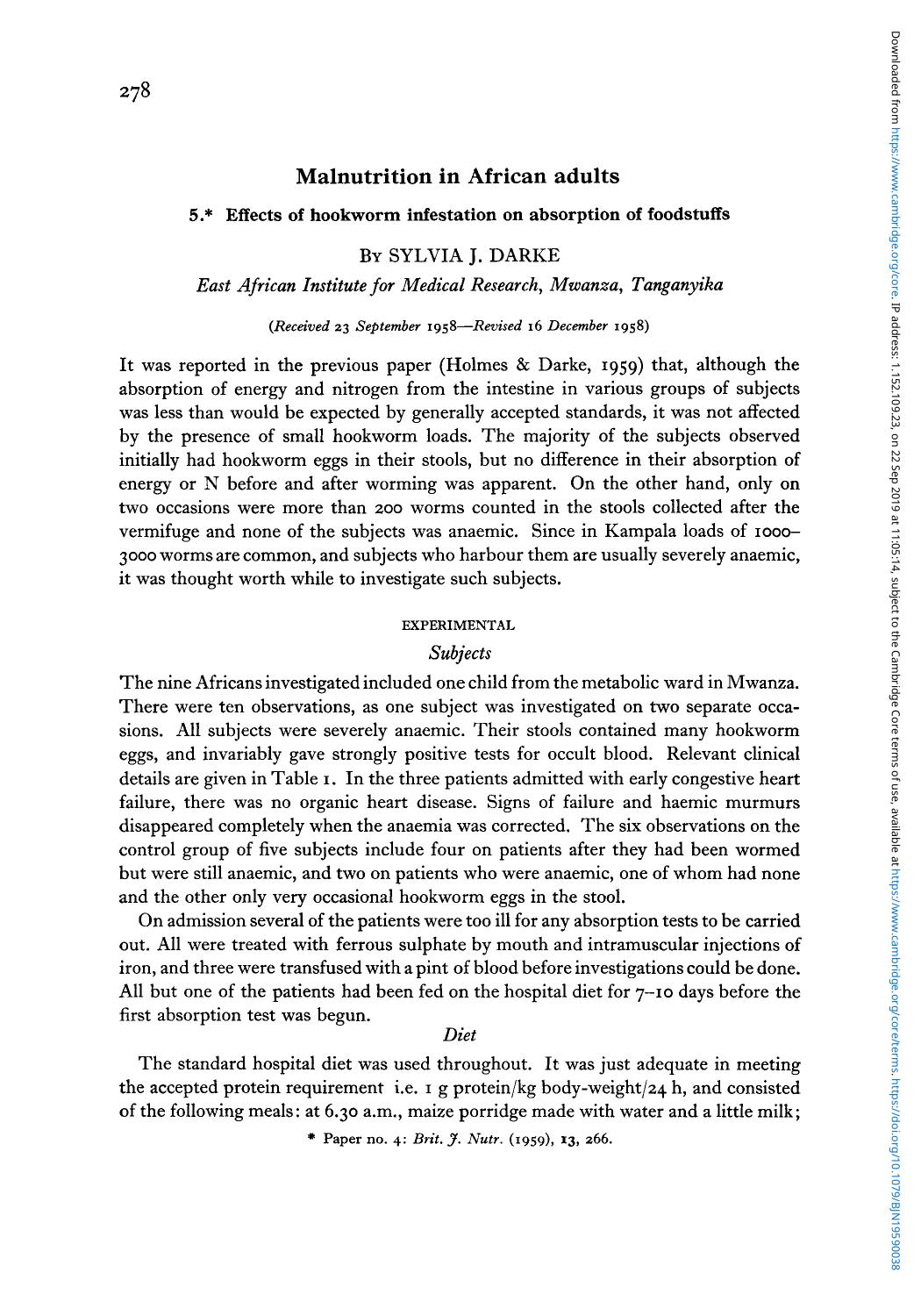 Malnutrition in African adults by Sylvia J. Darke