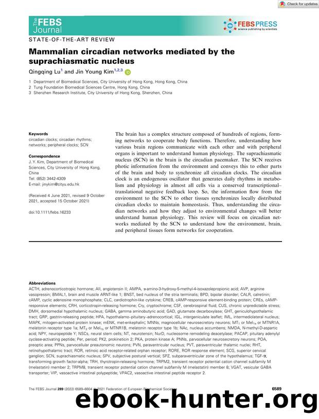 Mammalian circadian networks mediated by the suprachiasmatic nucleus by Unknown