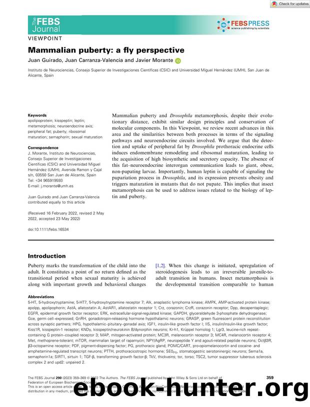 Mammalian puberty: a fly perspective by Unknown