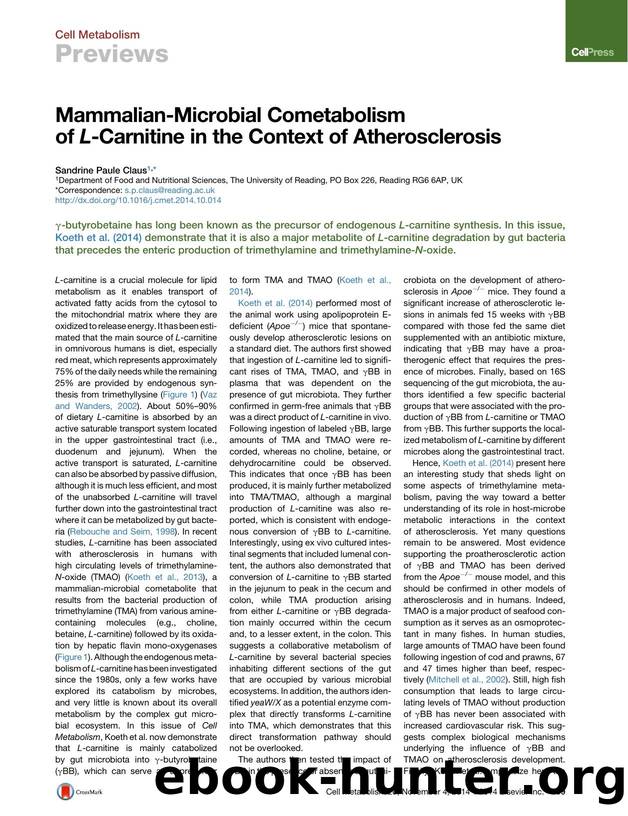 Mammalian-Microbial Cometabolism of L-Carnitine in the Context of Atherosclerosis by Sandrine Paule Claus