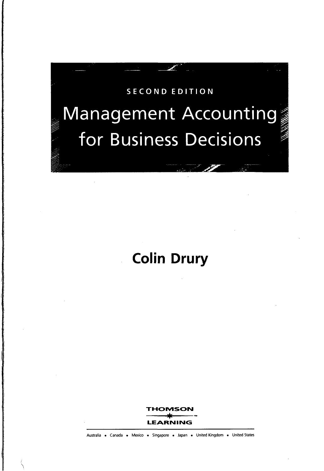 Management Accounting for Business Decisions by Colin Drury