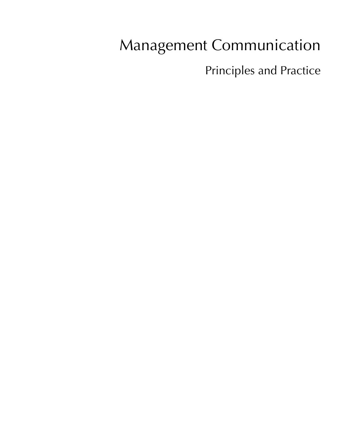 Management Communication: Principles and Practice by Michael Hattersley