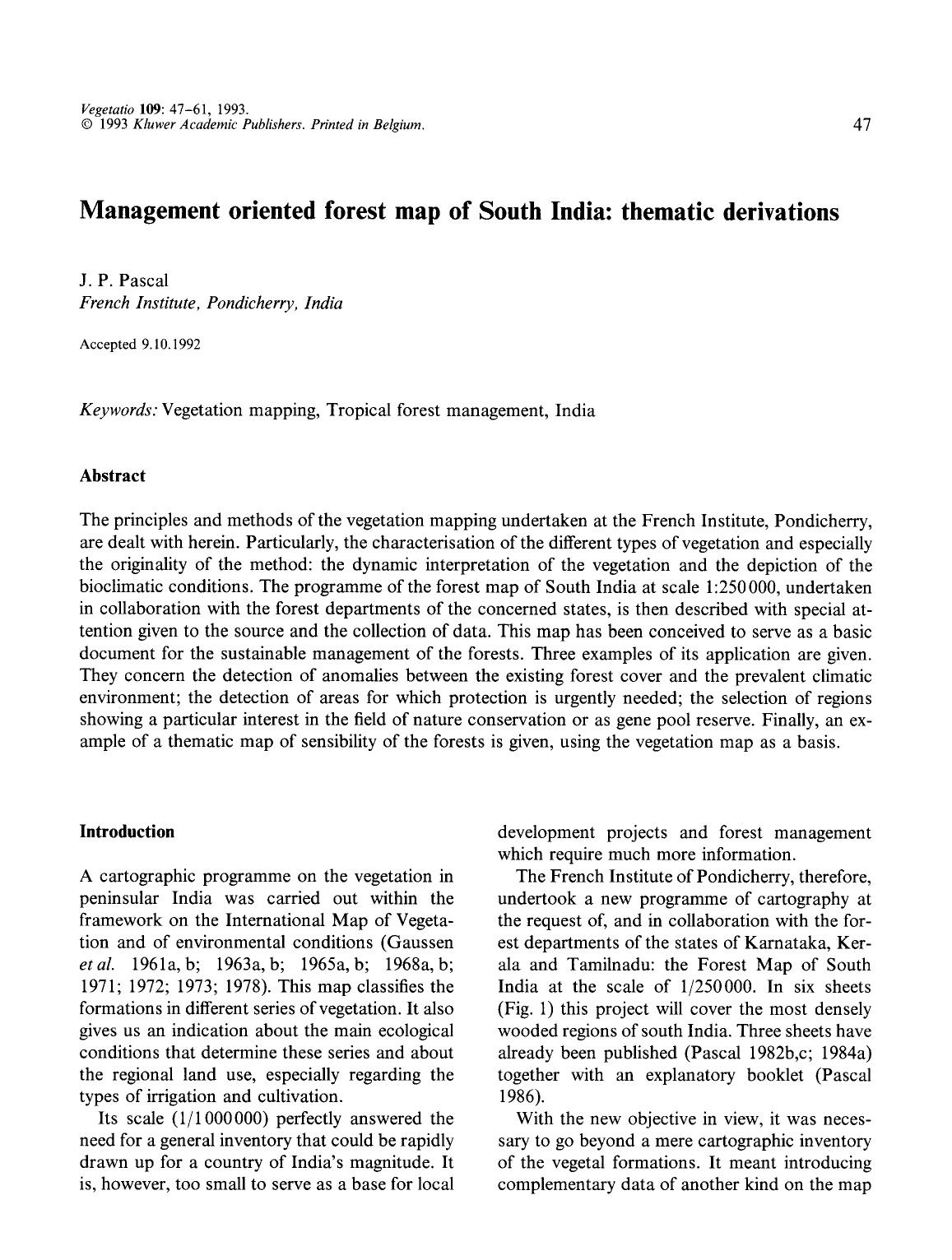 Management oriented forest map of South India: thematic derivations by Unknown