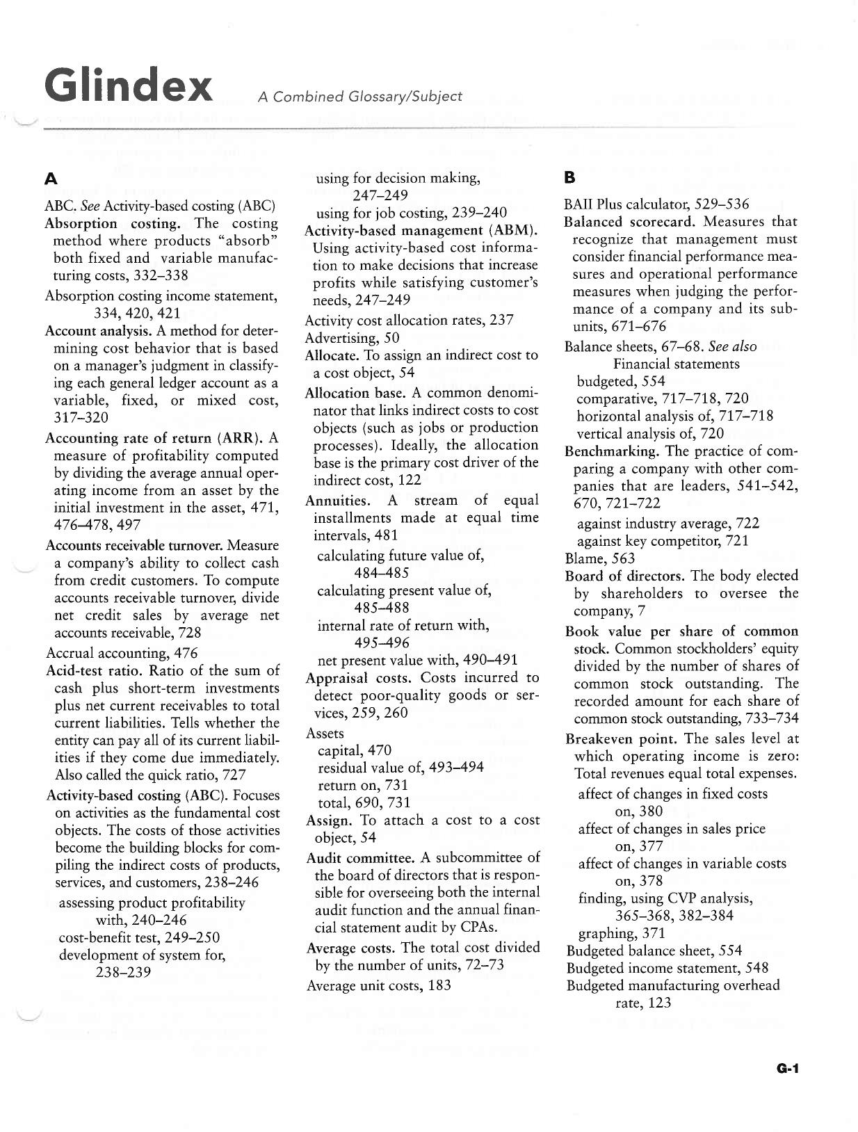 Managerial Accounting Glindex by Unknown