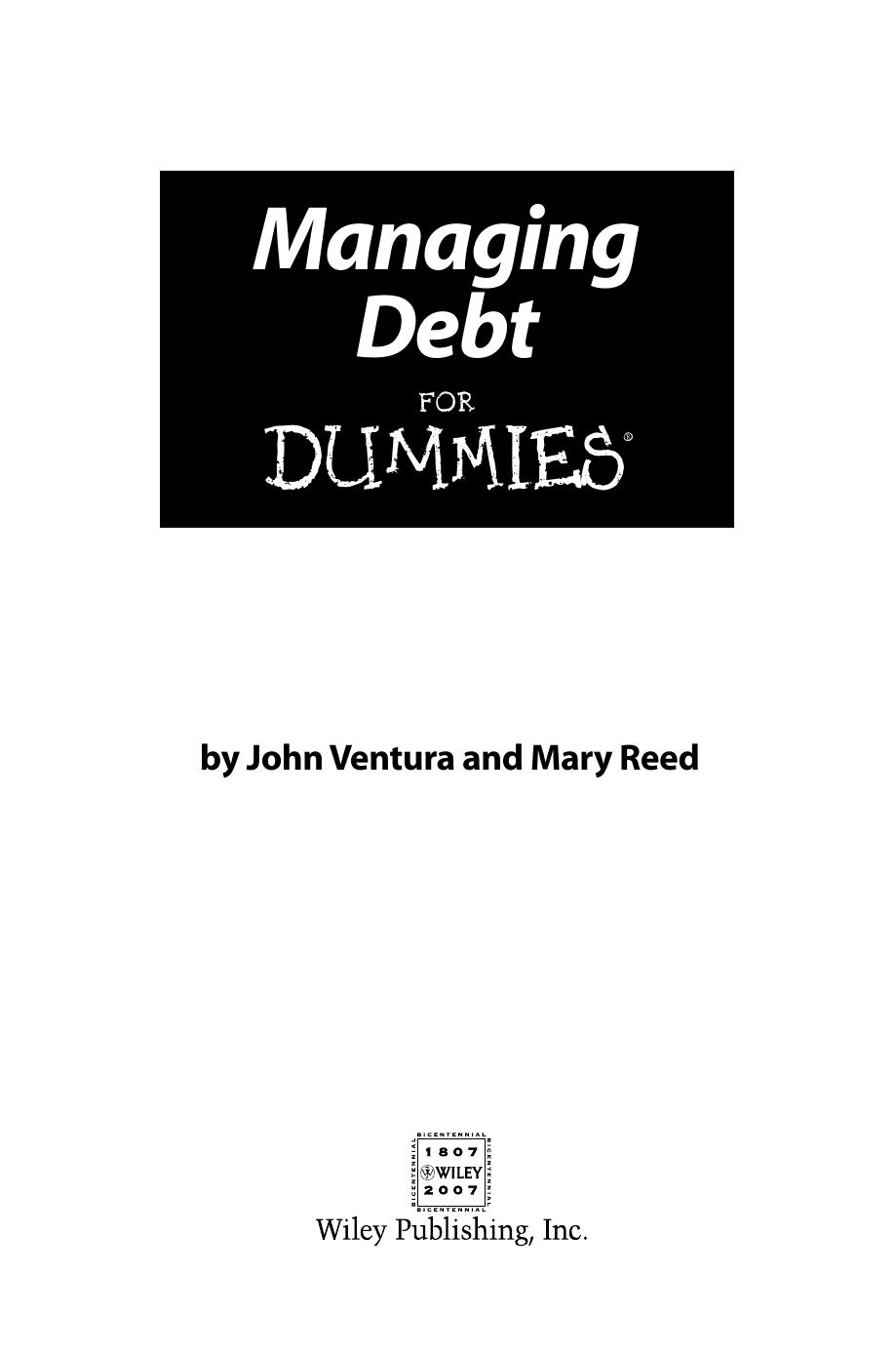 Managing Debt for DUMmIES by Unknown