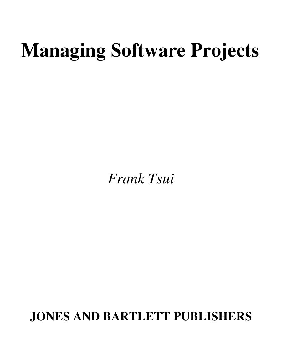 Managing Software Project by Frank Tsui
