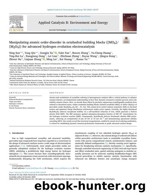 Manipulating atomic order-disorder in octahedral building blocks ([MO6][M2O9]) for advanced hydrogen evolution electrocatalysis by unknow