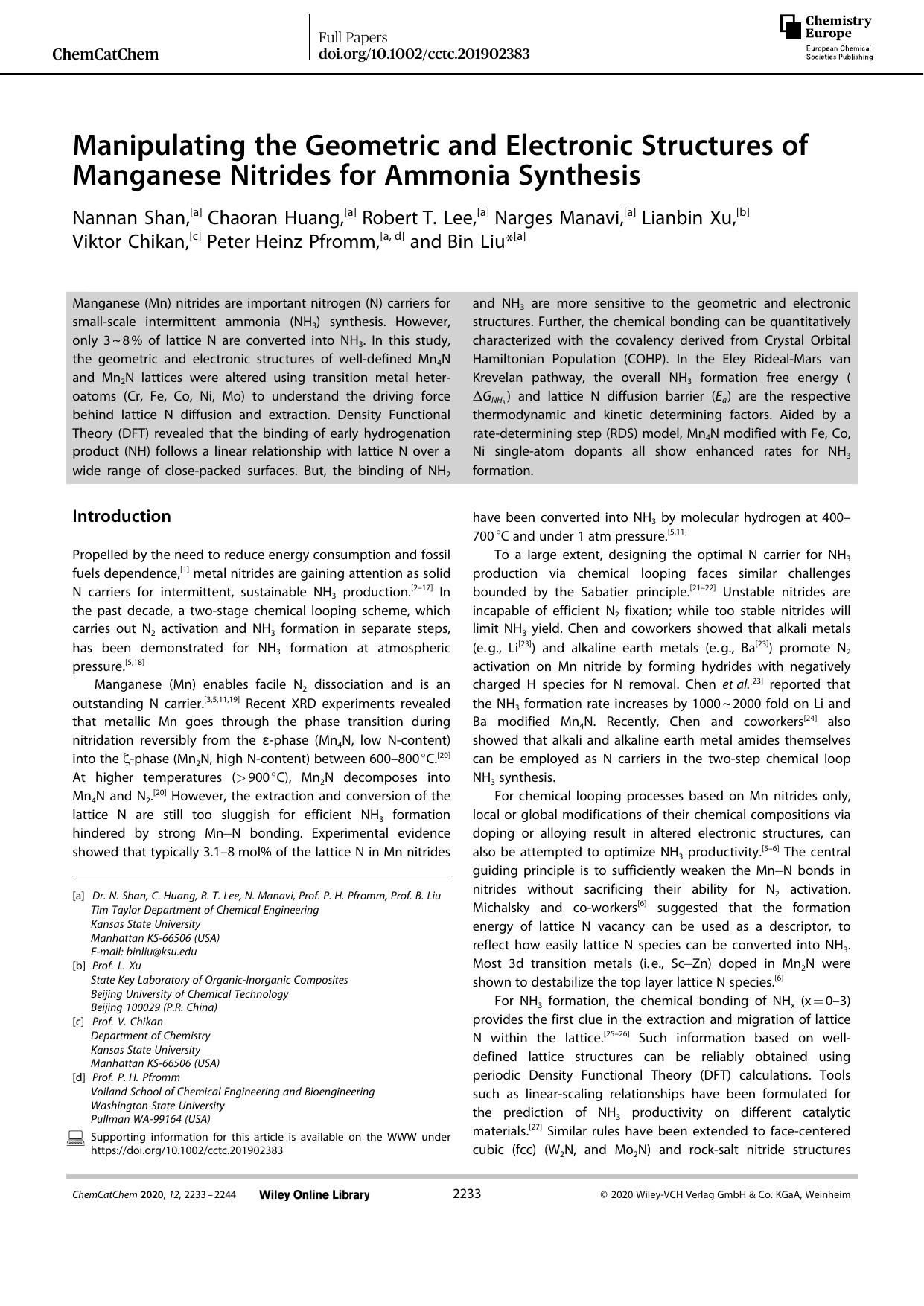 Manipulating the Geometric and Electronic Structures of Manganese Nitrides for Ammonia Synthesis by Unknown