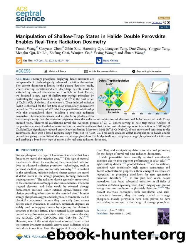 Manipulation of Shallow-Trap States in Halide Double Perovskite Enables Real-Time Radiation Dosimetry by unknow